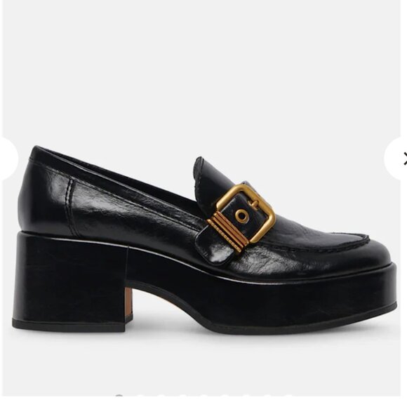 Dolce Vita Yonder Midnight Crinkle Patent Platform Loafers - Picture 2 of 13